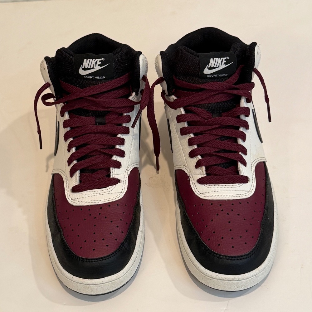 Nike Court Vision Mid Next Nature Burgundy Black White DN3577-600 Mens 9